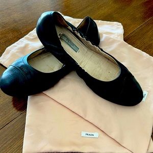 Prada Black Leather Ballet Flat